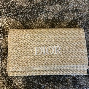 Brand New Christian Dior DIORIVIERA Pouch Clutch Novelty Rafia Beige